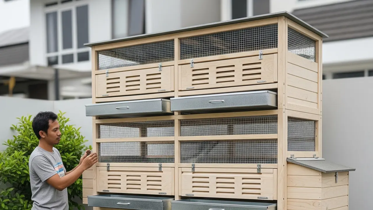 Kandang ayam Model Kabinet Vertikal Bertingkat (Gemini AI)