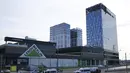 Pemandangan gedung yang rusak terlihat setelah serangan drone yang dilaporkan terjadi di Moskow, Rusia, Senin, 24 Juli 2023. (AP Photo)