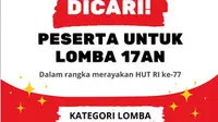 Contoh brosur lomba 17 Agustus yang unik. (Liputan6.com/Canva/Grafikonteam)