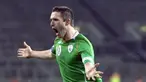 Ireland's Robbie Keane reacts after scoring a second goal against Georgia during a world cup qualifing match at Croke Park in Dublin, Ireland on February 11, 2009. AFP PHOTO/Peter Muhly