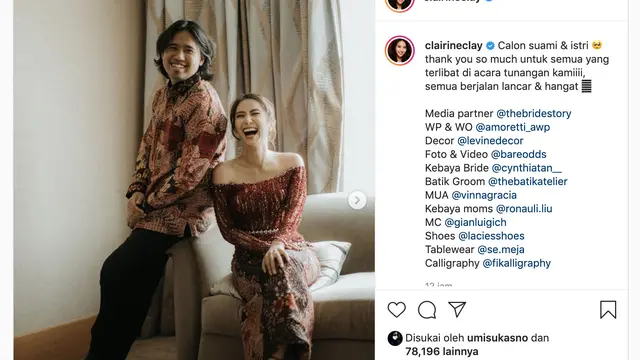 Unggahan Clairine Clay. (Foto: Instagram @clairineclay)