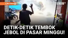 Tak Mampu Menahan Debit Air, Tembok Pagar di Pasar Minggu Jebol!
