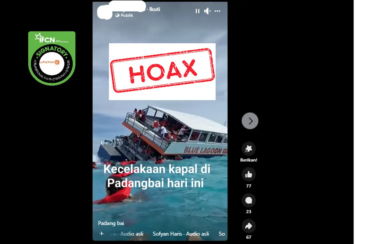 Tangkapan layar salah satu hoaks seputar peristiwa yang terjadi di Balik