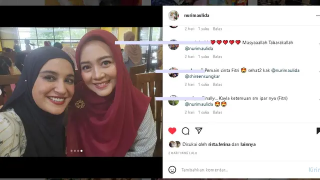 Reuni Shireen Sungkar dan Nuri Maulida di Lampung bikin netizen teringat Cinta Fitri (Foto: Instagram nurimaulida)