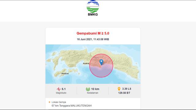 Gempa M 6 1 Guncang Tenggara Maluku Tengah News Liputan6 Com
