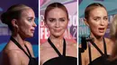 Foto kolase Emily Blunt saat menghadiri pemutaran perdana film 'The English' selama Festival Film London 2022 di London, Sabtu, 15 Oktober 2022. (Photo by Vianney Le Caer/Invision/AP)