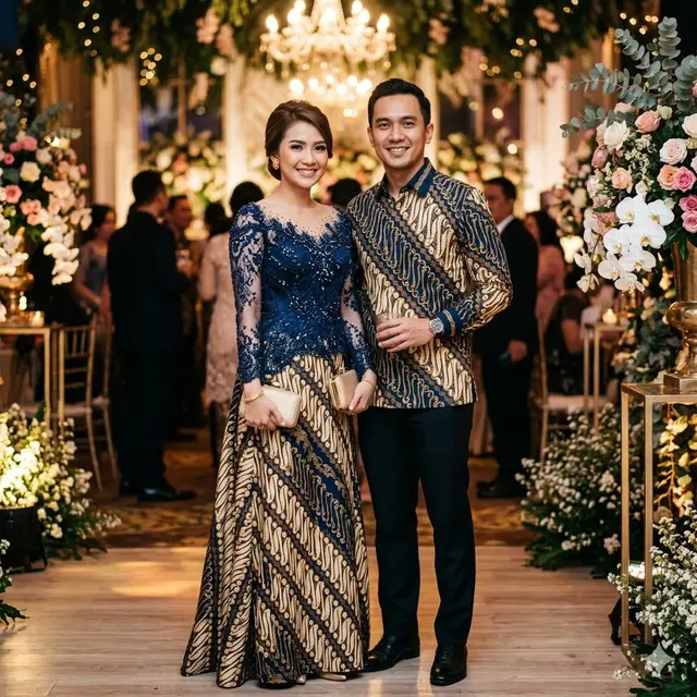 Model Gamis Batik Kombinasi Couple Terbaru