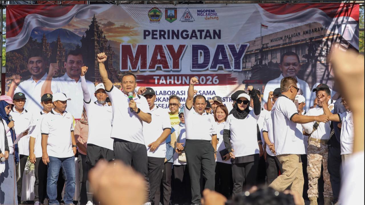 Ogah Turun ke Jalan, Buruh Semarang Titip Pesan Kenaikan Gaji ke Gubernur Lewat Aksi Jalan Sehat