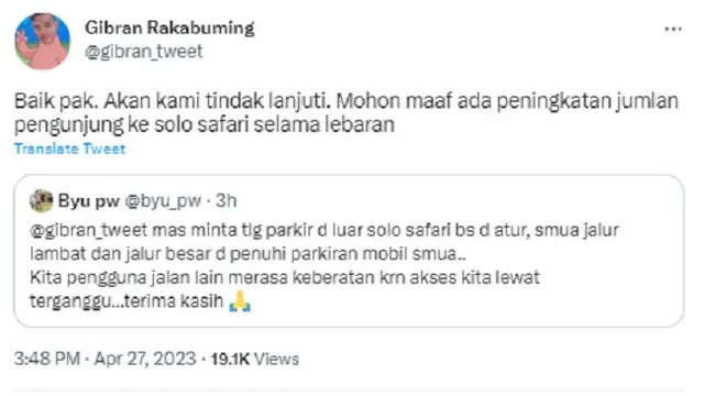 Gibran Rakabuming Raka (Foto:Twitter/@gibran_tweet)