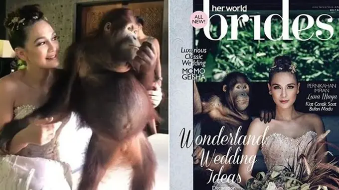 Luna Maya berpose dengan orangutan/copyright instagram.com