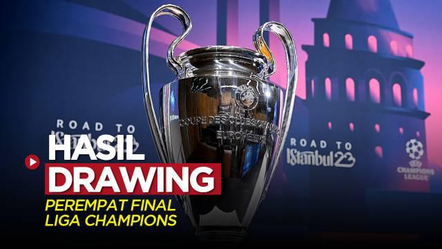 Berita motion grafis hasil drawing perempat final Liga Champions 2022/2023, di mana Man City akan menghadapi Bayern Munchen.