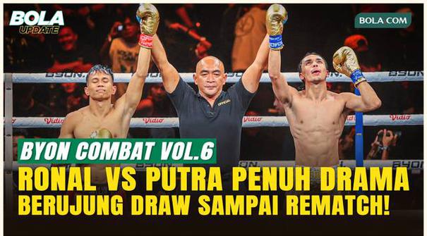 Duel panas kembali mewarnai panggung Byon Combat Showbiz Vol. 6 yang digelar di Tennis Indoor Senayan, Jakarta, Sabtu (22/10/2025). Partai puncak antara Ronal Siahaan vs Putra Abdullah tak menghasilkan pemenang, memaksa duel ditunda untuk rematch. Ha...