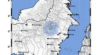 Gempa magnitudo 4 mengguncang wilayah Mahakam Ulu Kaltim pada Selasa 27 Juni 2023 pukul 03.44 WIB. (Dok BMKG)