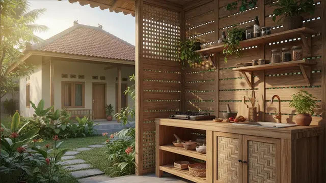 7 Desain Dapur Kecil Ala Tropis dengan Nuansa Kayu untuk Rumah Desa yang Hangat, Natural dan Bikin Betah Masak