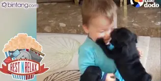 Lucunya Kedekatan Antara Anjing dengan Bayi