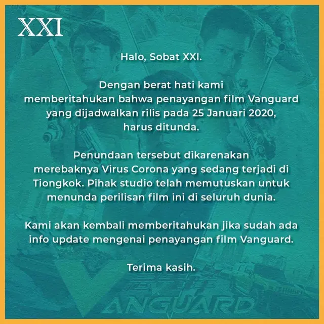 Unggahan Cinema XXI. (Foto: Dok. Intagram @cinema.21)