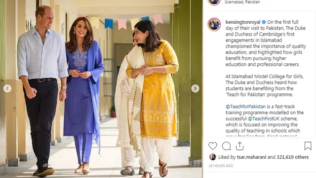 Potret Glamor Kate Middleton dengan Pakaian Tradisional Pakistan