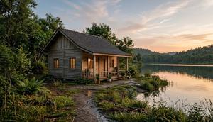 Inspirasi Rumah Hemat Biaya di Desa Pinggir Danau Kecil (created by AI)