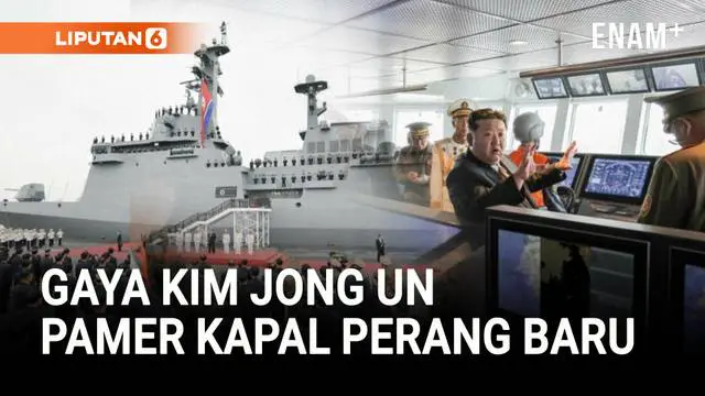 Pemimpin Korea Utara Kim Jong Un tinjau armada perangnya hari Minggu (5/10).