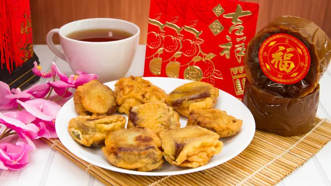 Kue keranjang goreng