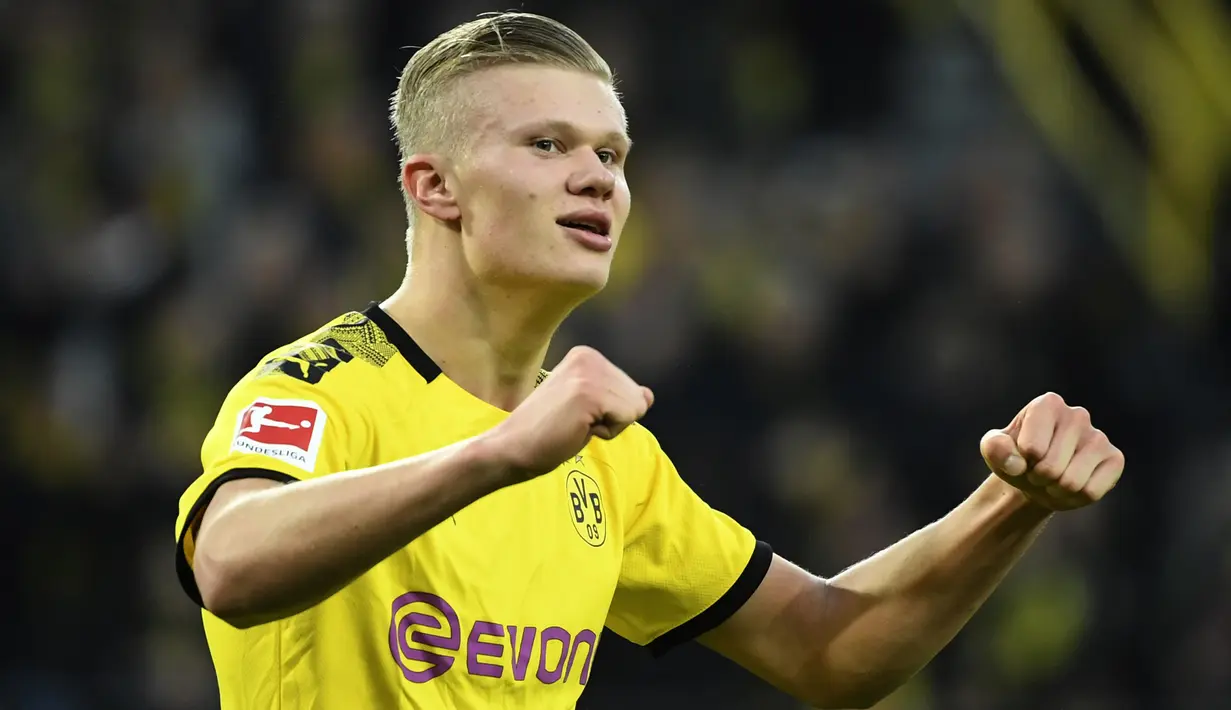 2. Erling Braut Haaland (Borussia Dortmund) - Meski Dortmund telah gugur, Haaland telah menyumbangkan 10 gol di komeptisi Liga Champions 2019/2020. (AFP/Ina Fassbender)