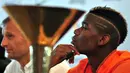 Paul Pogba mengaku antusias terhadap tur pramusim ke Indonesia. Ia pun berharap bisa menghibur para Juventini di Indonesia, Jakarta, Selasa (5/8/2014) (Liputan6.com/Johan Tallo)