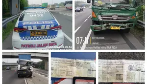 Kecelakaan di Tol Jagorawi, Dua Truk Tronton Tabrakan
