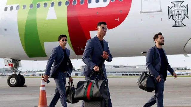 Foto: 'Full Aura' Cristiano Ronaldo dan Skuad Portugal saat Mendarat di Amerika Serikat untuk Piala Dunia 2026
