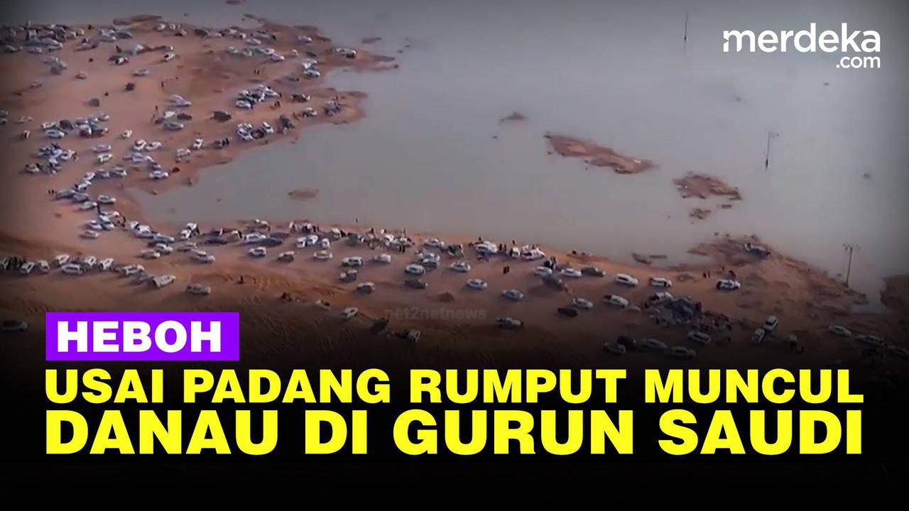 VIDEO: Viral, Kemunculan Danau di Tengah Gurun Saudi Usai Heboh Padang Rumput