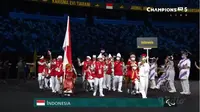 Kontingen Indonesia pada upacara pembukaan Paralimpiade Tokyo 2020. (Tangkapan Vidio)