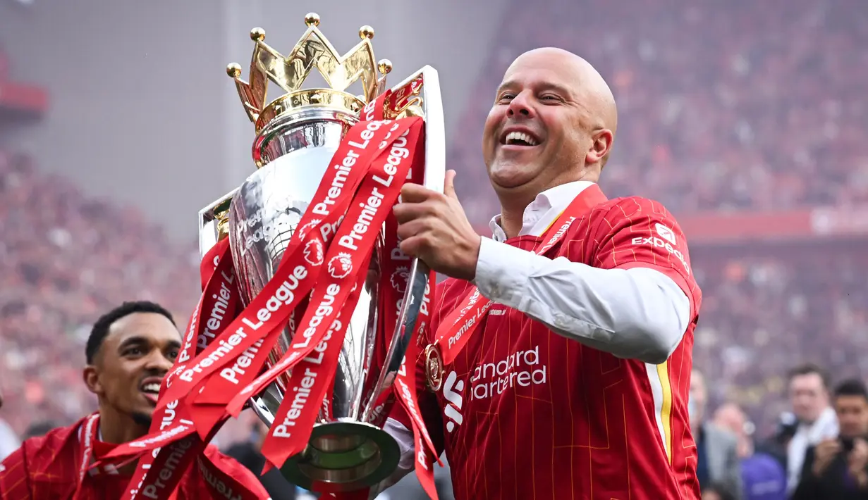 Hasil imbang tersebut membuat tim racikan pelatih Arne Slot itu menutup Liga Premier Inggris musim 2024/2025 dengan raihan 84 poin dari 38 pertandingan. (Paul ELLIS/AFP)