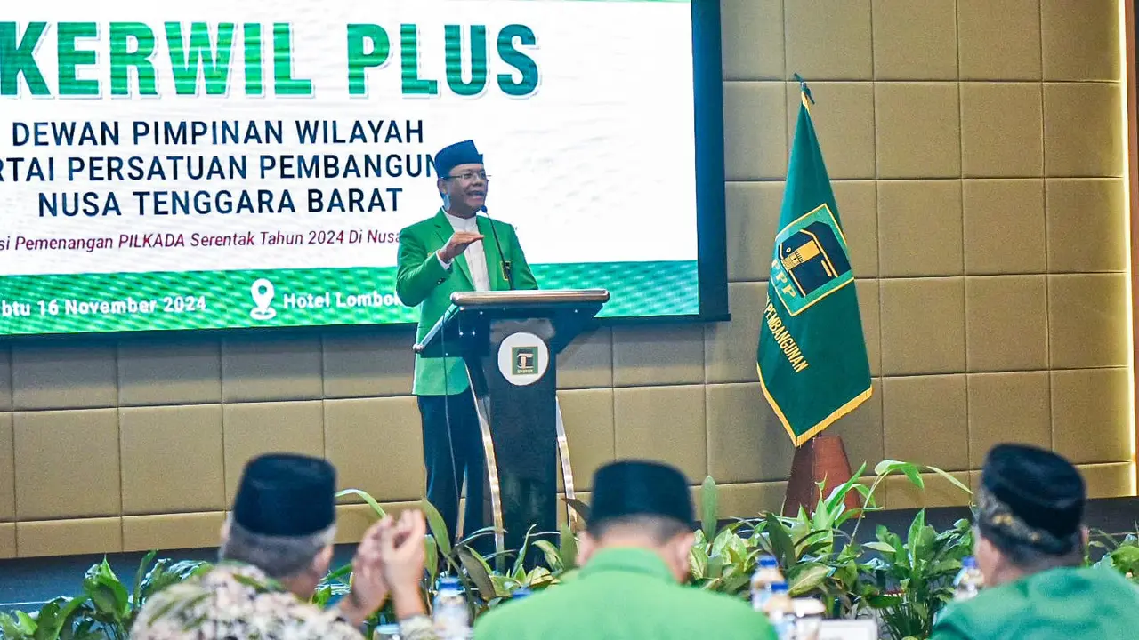 Plt Ketua Umum Partai Persatuan Pembangunan (PPP) Muhamad Mardiono menghadiri kegiatan Rapat Kerja Wilayah (Rakerwil) Plus DPW PPP Nusa Tenggara Barat (NTB), di Mataram, Lombok, Sabtu (16/11/2024) (Istimewa)