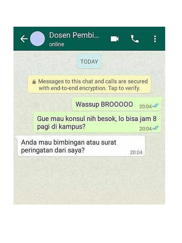 6 Chat Mahasiswa Sok Akrab dengan Dosen Pembimbing Ini Bikin Elus Dada