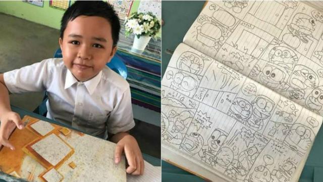 Haiqal Iskandar dan kecerdasannya menggambar tokoh-tokoh komik.