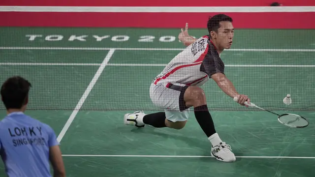 Foto: Susah Payah Lawan Wakil Singapura, Jonatan Christie Akhirnya Kunci Tiket 16 Besar di Olimpiade Tokyo 2020