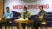 Direktur Angkutan Jalan Direktorat Jenderal Perhubungan Darat Kemenhub Suharto dalam konferensi pers Update Program Mudik Gratis Kemenhub 2023, Jumat (24/3/2023).(Tira/Liputan6.com)