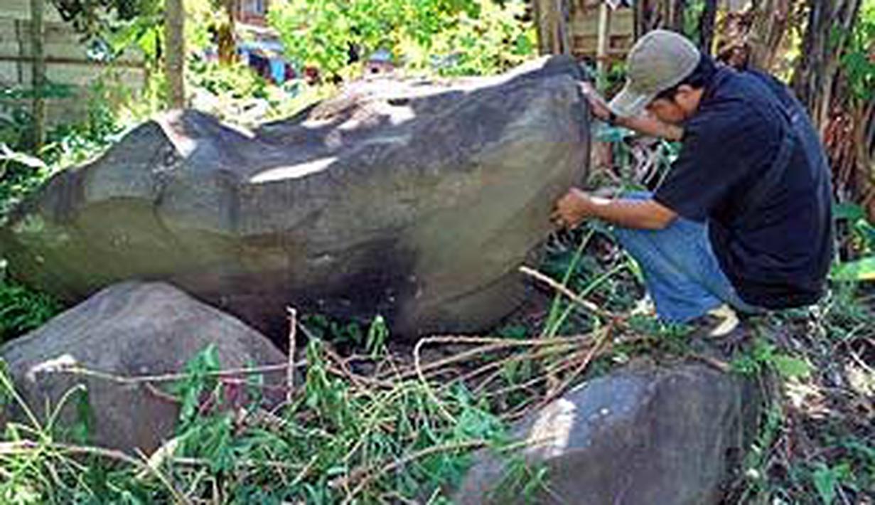  Batu megalit baru berupa dolmen ditemukan di Dusun Ujanmas, Kelurahan Jangkarmas, Kecamatan Dempo Utara, Kota Pagaralam, Sumsel.(Antara)