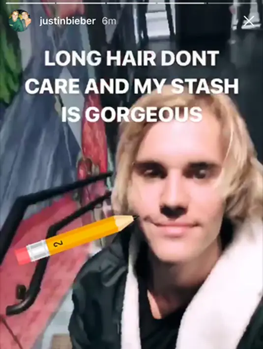 Dalam foto selanjutnya, Justin bahkan menunjukkan rambutnya sudah mencapai pipi. (instagram/justinbieber)
