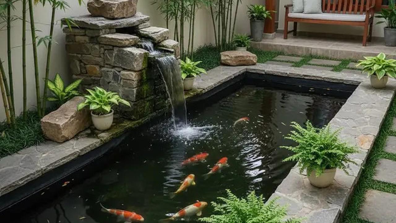 8 Model Kolam Ikan Batu Alam dan Bambu yang Murah tapi Elegan di Belakang Rumah