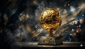 Ilustrasi penghargaan Ballon d'Or. (Foto by Gemini AI)