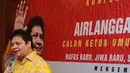 Airlangga Hartarto memberikan keterangan saat deklarasi pencalonan sebagai calon Ketua Umum Partai Golkar di Jakarta, Selasa (1/3/2016). Airlangga mengusung tujuh misi yang dinamakan Eka Sapta Dalam Eka Trio. (Liputan6.com/Helmi Fithriansyah)