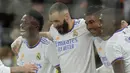 Real Madrid berhasil menang 2-1 atas tamunya Shakhtar Donetsk dalam laga yang digelar di Santiago Bernabeu, Rabu (3/11/2021). Atas kemenangan ini Los Blancos memimpin klasemen Grup D dengan 9 poin, unggul 2 poin dari Inter Milan di posisi kedua. (AP/Manu Fernandez)