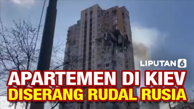 VIDEO: Rudal Rusia Hantam Apartemen di Kiev