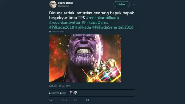 Biasanya, setelah melakukan pencoblosan, banyak masyarakat yang memamerkan potret tinta ungu di kelingkingnya.
