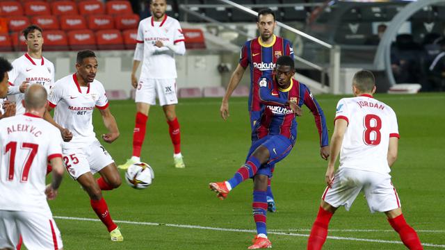 FOTO: Tak Terpengaruh Barcagate, Barcelona Menang Dramatis 3-0 atas Sevilla dan Lolos ke Final - Ousmane Dembele