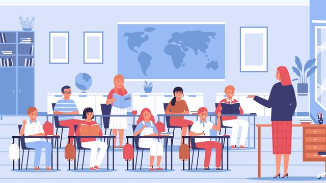 Ilustrasi guru, wali kelas, mengajar