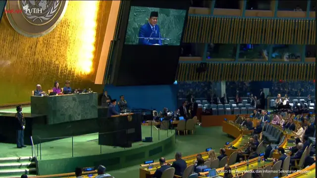 Presiden Prabowo Subianto menyampaikan pidato di Sidang Umum Perserikatan Bangsa-Bangsa (PBB) ke-80, Selasa (23/9/2025).