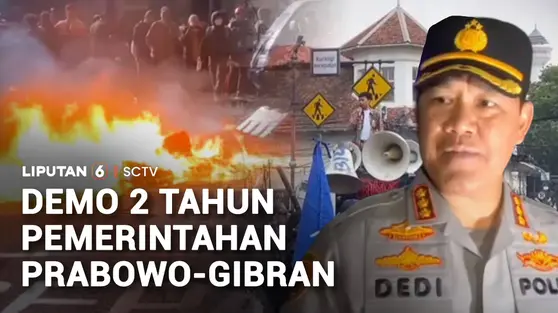 Demo 2 Tahun Prabowo-Gibran di Bandung Ricuh, Mobil Polisi Dirusak Massa