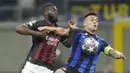 Saat Milan mulai frustrasi, Inter justru mencetak gol lewat aksi Lautaro Martinez di babak kedua. (AP Photo/Antonio Calanni)