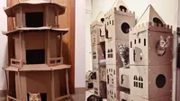 Miniatur rumah kucing terbuat dari kardus. Sumber: BoredPanda